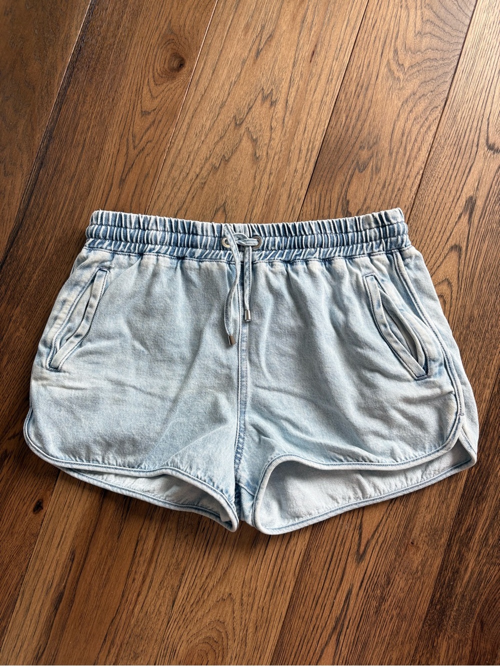 Sezane Light Blue denim Drawstring Shorts